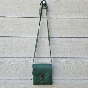 small green leather crossbody bag